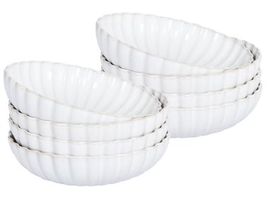 Lot de 8 assiettes creuses NETTLE Grès Blanc cassé