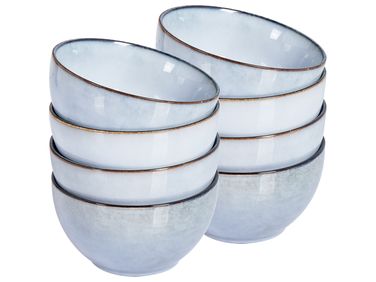 Set van 8 kommen JUNIPER Steengoed Lichtblauw
