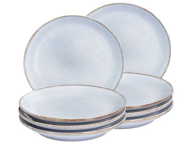 Lot de 8 assiettes à dessert JUNIPER Grès Bleu clair