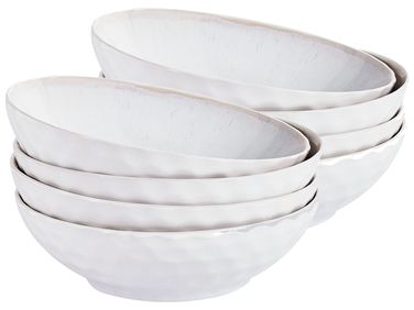 Lot de 8 assiettes creuses SESAME Grès Gris clair