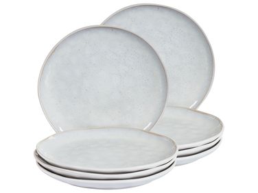 Lot de 8 assiettes plates SESAME Grès Gris clair