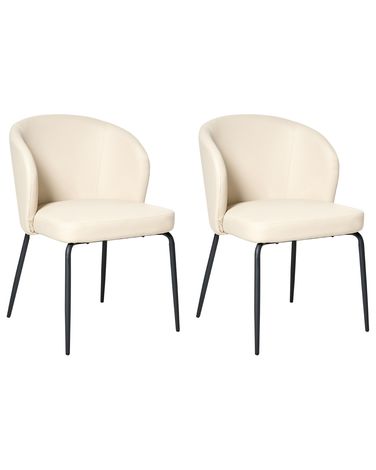 Lot de 2 chaises de salle à manger ZANA Cuir PU Beige clair