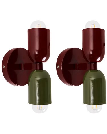 Lot de 2 lampes murales TOPI Métal Rouge/vert