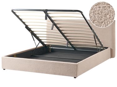 Lit ottoman Bouclé LAVAUR 180 x 200 cm Taupe