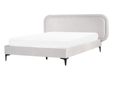 Lit avec sommier Velours SUZETTE 140 x 200 cm Gris clair