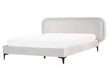 Lit avec sommier Velours SUZETTE 160 x 200 cm Gris clair