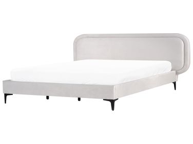 Lit avec sommier Velours SUZETTE 180 x 200 cm Gris clair