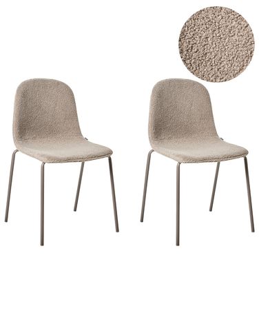 Lot de 2 chaises de conférence LOMA Bouclé Taupe