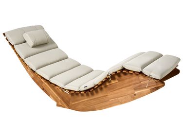 Ligstoel met kussen BRESCIA PREMIUM Acaciahout Taupe