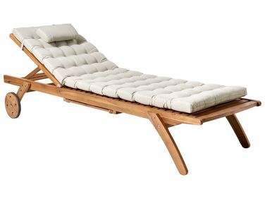 Ligstoel met kussen CESANA PREMIUM kantelbaar Acaciahout Taupe