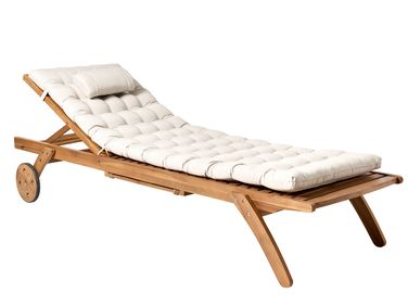 Ligstoel met kussen CESANA PREMIUM kantelbaar Acaciahout Lichtbeige