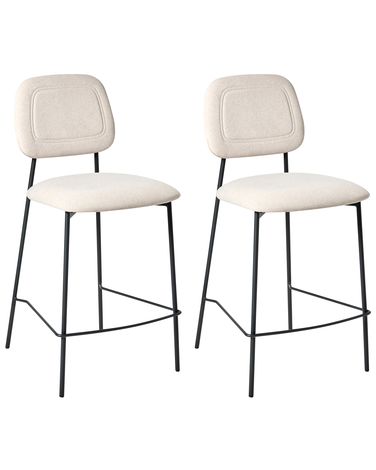 Lot de 2 chaises de bar DUETTE Velours Beige clair