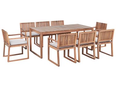 Salle à manger de jardin 8 places SASSARI PREMIUM avec coussins Bois d'acacia certifié Gris clair