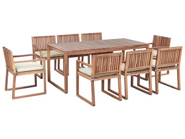 Salle à manger de jardin 8 places SASSARI PREMIUM avec coussins Bois d'acacia certifié Vert clair