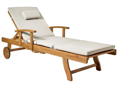 Ligstoel met kussen JAVA PREMIUM kantelbaar Acaciahout Taupe