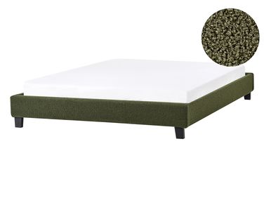 Lit sans tête de lit Bouclé ROANNE 140 x 200 cm Vert foncé