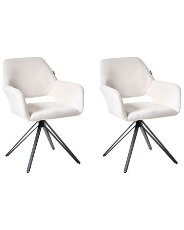 Lot de 2 chaises de salle à manger CINEY Tissu Blanc cassé