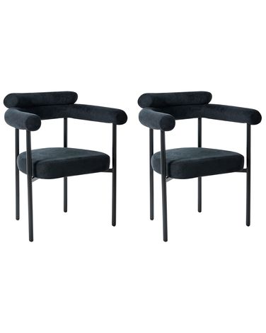Lot de 2 chaises de salle à manger LYNEY Tissu Noir