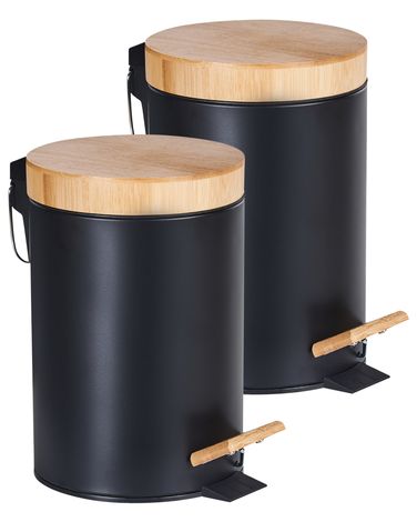 Lot de 2 poubelles à pédale 3 L ECOSMART Métal Noir