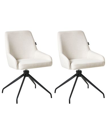 Lot de 2 chaises de salle à manger JENNER Tissu Blanc cassé