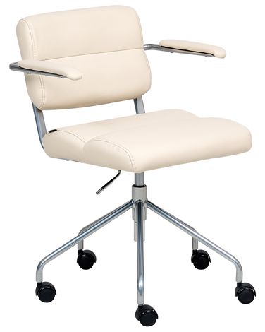 Desk Chair CANDOR Faux Leather Off-White