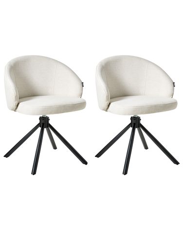 Lot de 2 chaises de salle à manger OVALO Tissu Blanc cassé