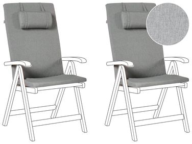 Lot de 2 coussins de jardin JAVA/AMANTEA PREMIUM 50 x 71 cm Mélange de gris