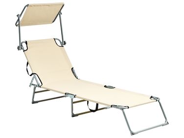 Sun Lounger FOLIGNO Reclining Metal Beige