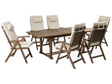 Salle à manger de jardin 6 places AMANTEA PREMIUM Acacia Taupe