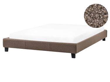 Lit sans tête de lit Bouclé ROANNE 160 x 200 cm Taupe