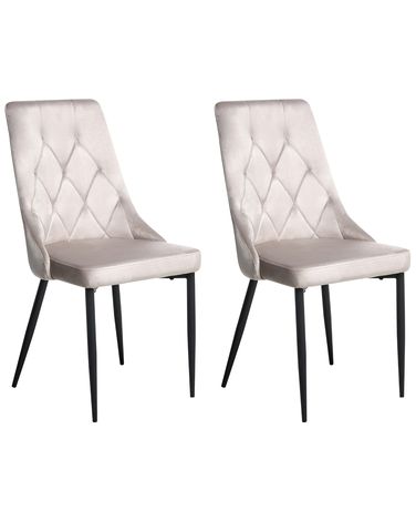 Lot de 2 chaises de salle à manger AVENIR Velours Taupe