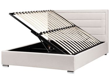 Lit ottoman Tissu ROUEN 160 x 200 cm Beige clair