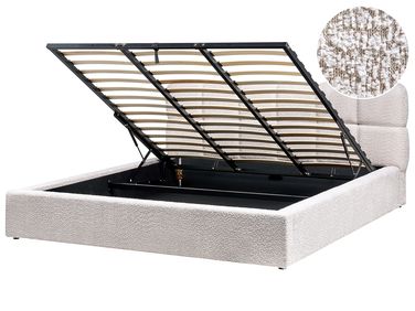 Lit ottoman Bouclé BASTON 180 x 200 cm Beige clair
