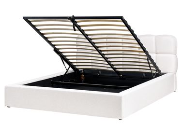 Lit ottoman Tissu BASTON 160 x 200 cm Blanc cassé