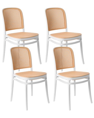 Lot de 4 chaises de jardin PLOSE Blanc/beige