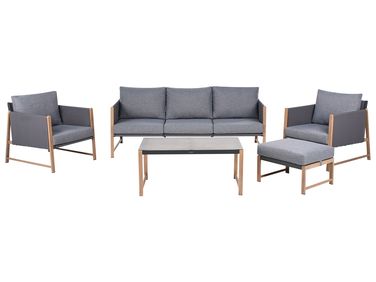 Loungeset met tafel en ottomaan 5-zits NOLA Metaal Grijs