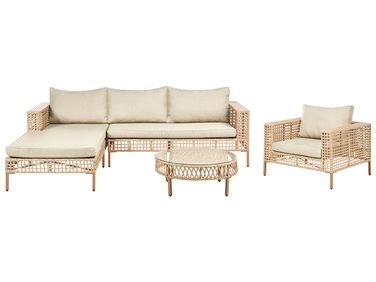 Loungeset met tafel 4-zits CALASETTA rechtszijdig PE rotan Beige